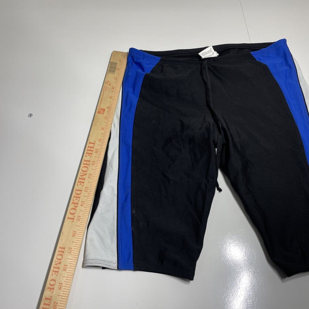 Mens Black wBlue White SPEEDO Competitive Swim Shorts 32 - Picture 3 of 11